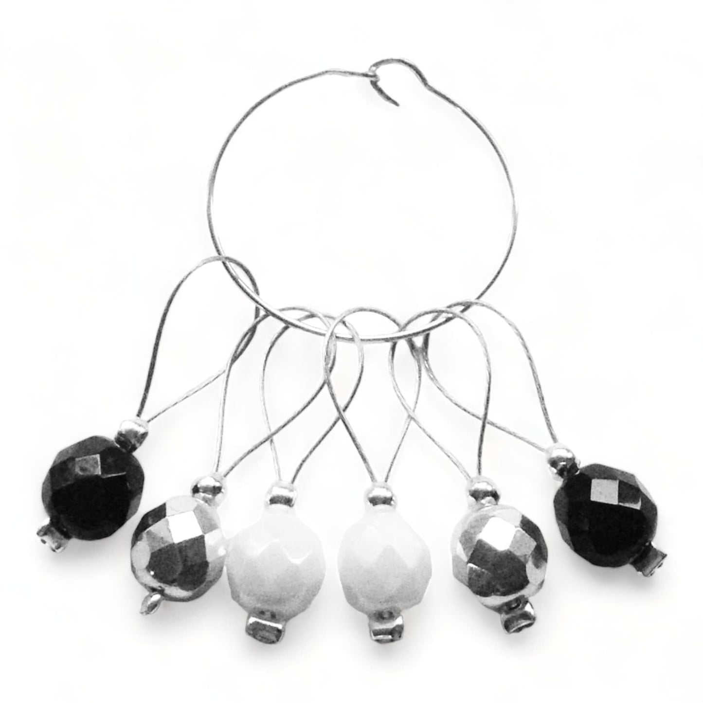 Black, White & Silver Stitch Markers