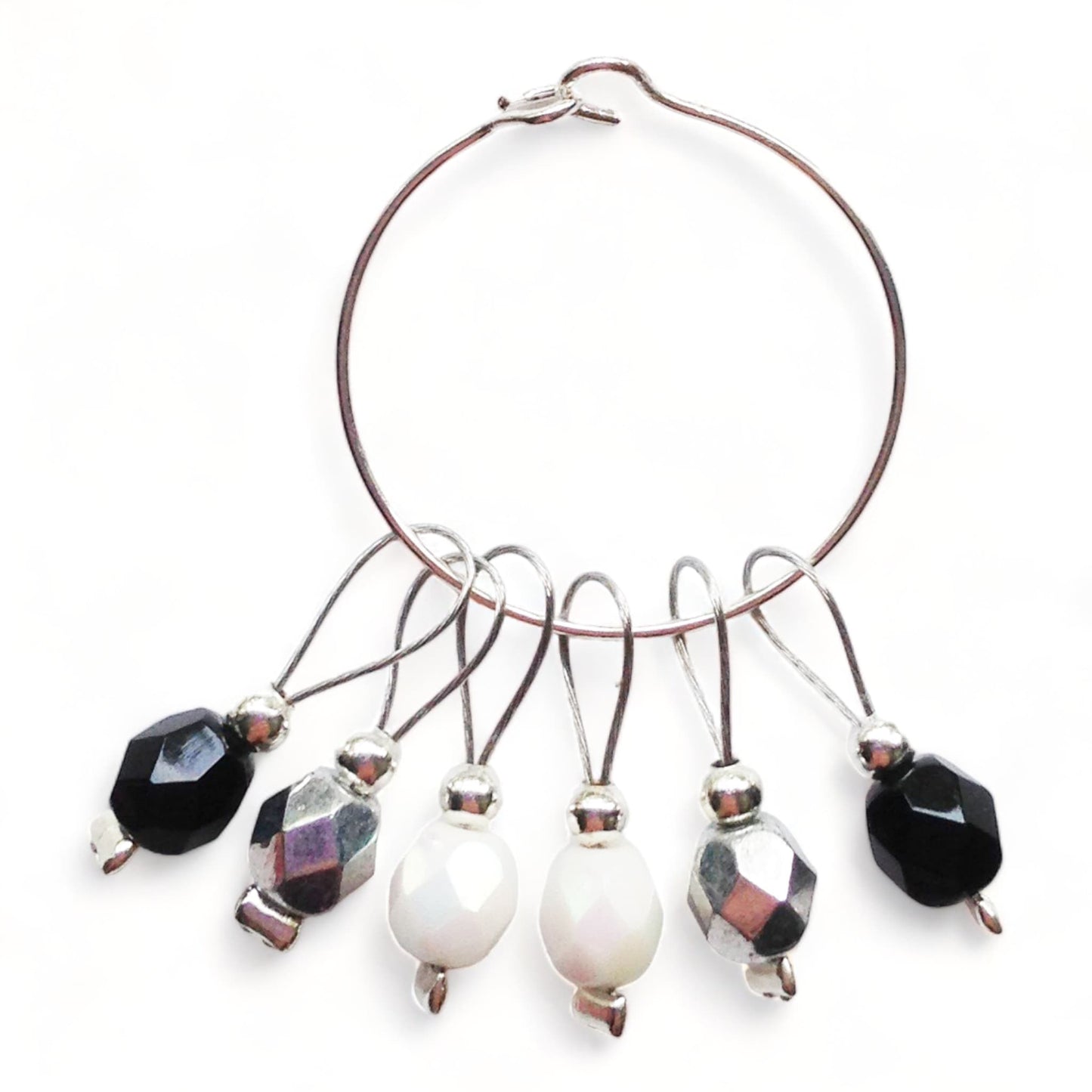 Black, White & Silver Stitch Markers