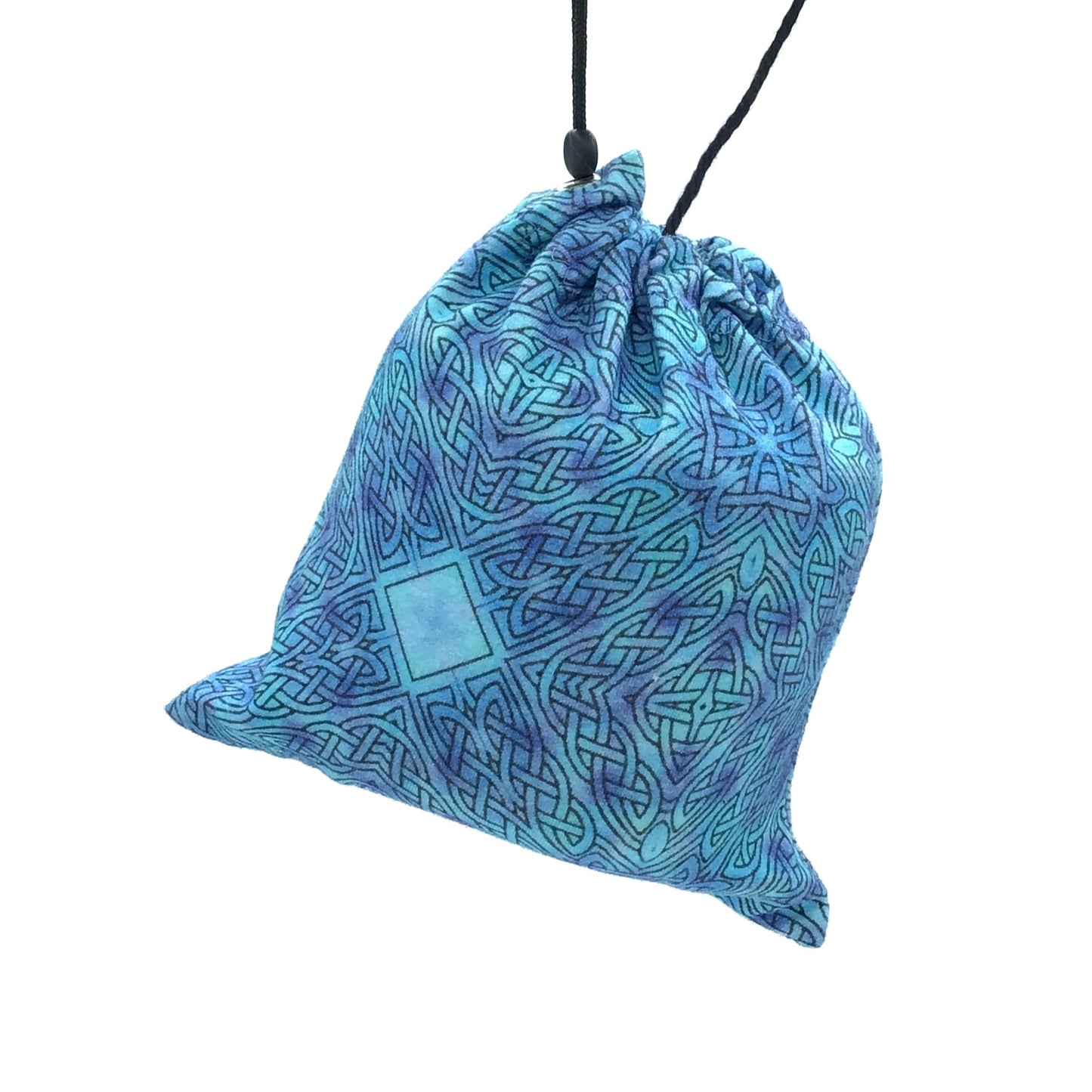 fabric yarn holder made from blue Celtic design print