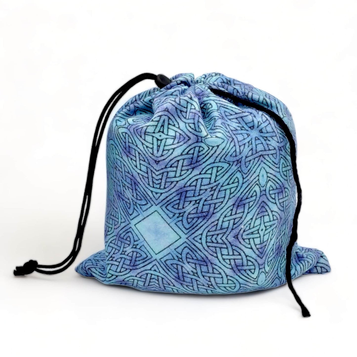 fabric yarn holder made from blue Celtic design print